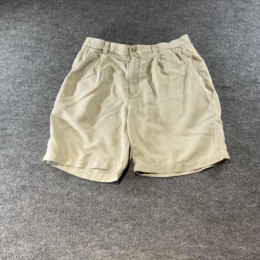 Tommy Bahama Mens 36 Tan 100% Silk Pleated Relaxed Fit Casual Resort Shorts